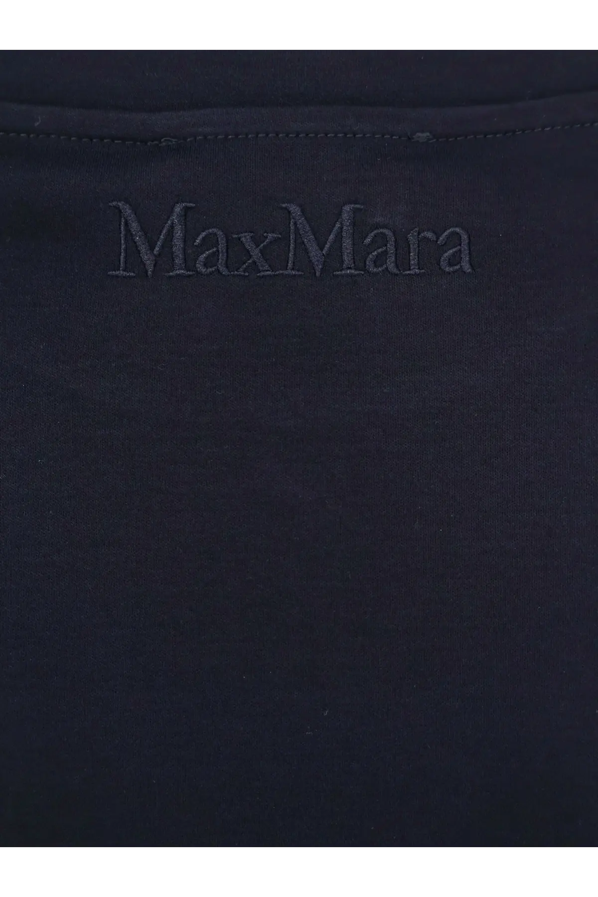 Max Mara women’s donata cotton shirt in dark navy with subtle embroidered branding for elegant casual wear