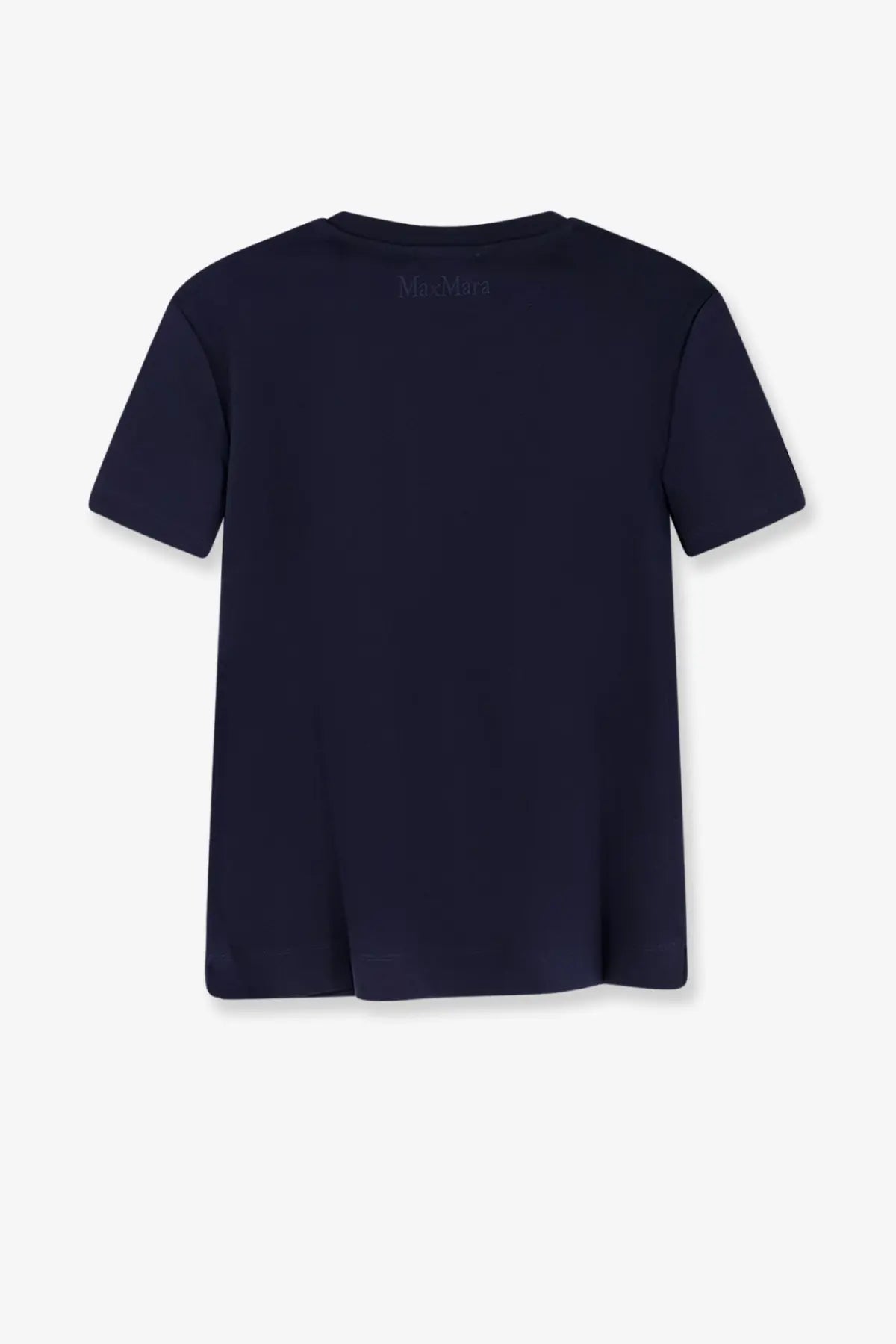 Max Mara women’s Donata cotton dark navy blue short-sleeved t-shirt with subtle brand logo at the neckline