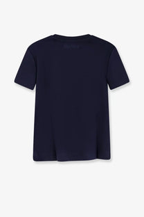 Max Mara women’s Donata cotton dark navy blue short-sleeved t-shirt with subtle brand logo at the neckline