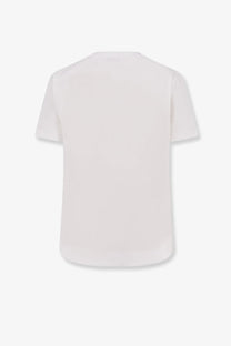 White short-sleeved cotton t-shirt with a minimalist design from max mara womens donata collection