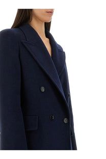 Max Mara women’s navy blue wool double-breasted coat with silver buttons and notched lapels Albania1234 blue