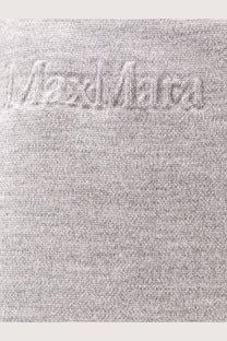 Heather gray knit fabric with max mara embroidered in raised script on grey wool and cotton trousers for women
