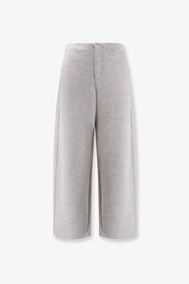 Max Mara women’s ebrien light gray high-waisted wide-leg wool and cotton trousers with subtle front seam detailing