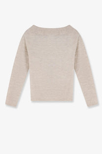 Beige long-sleeved Max Mara womens faretra cashmere sweater with soft textured knit fabric and relaxed fit