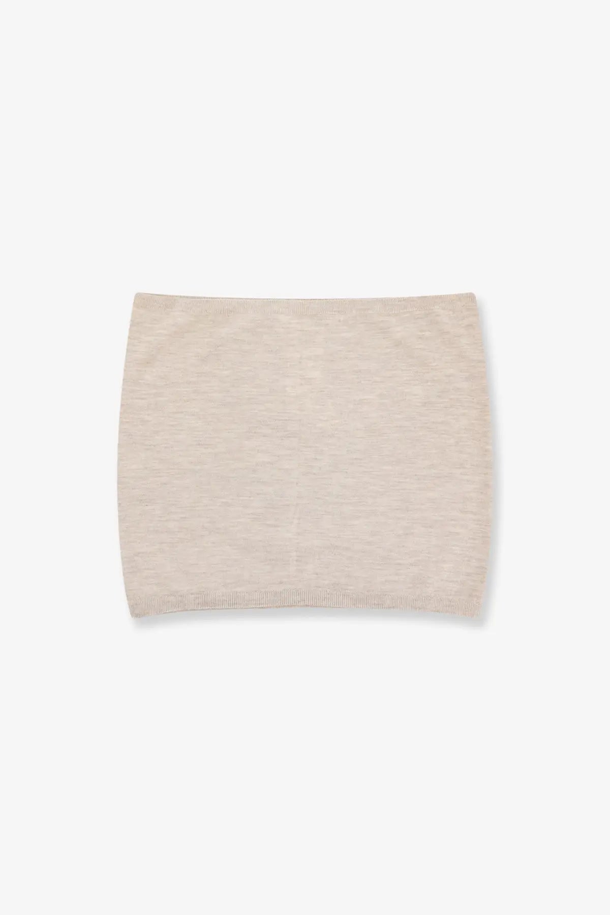 Beige ribbed knit mini skirt made of cashmere from max mara women’s faretra collection visible from front side