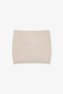 Beige ribbed knit mini skirt made of cashmere from max mara women’s faretra collection visible from front side