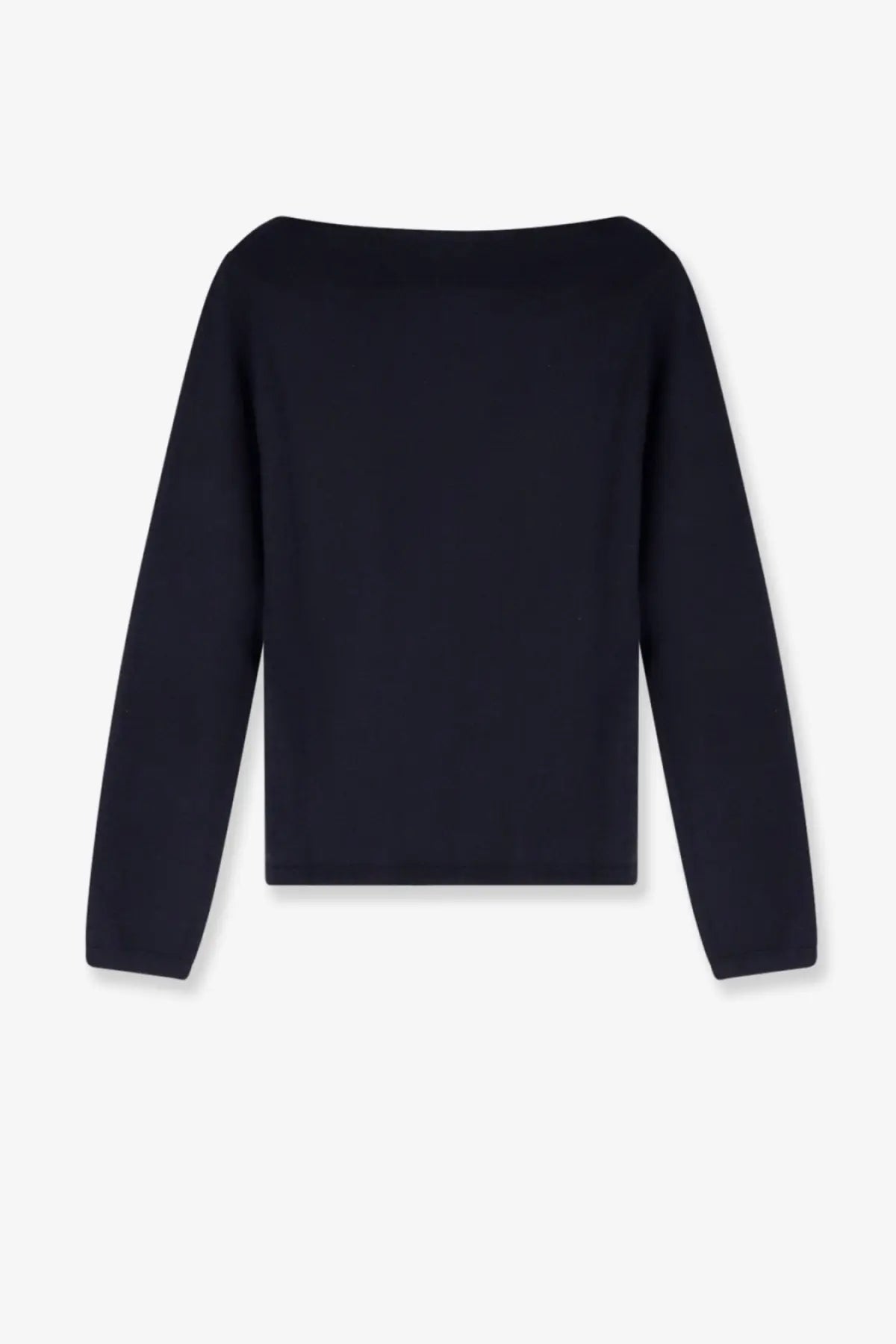 Max Mara women’s faretra black cashmere sweater with long sleeves and relaxed boat neckline in smooth fabric