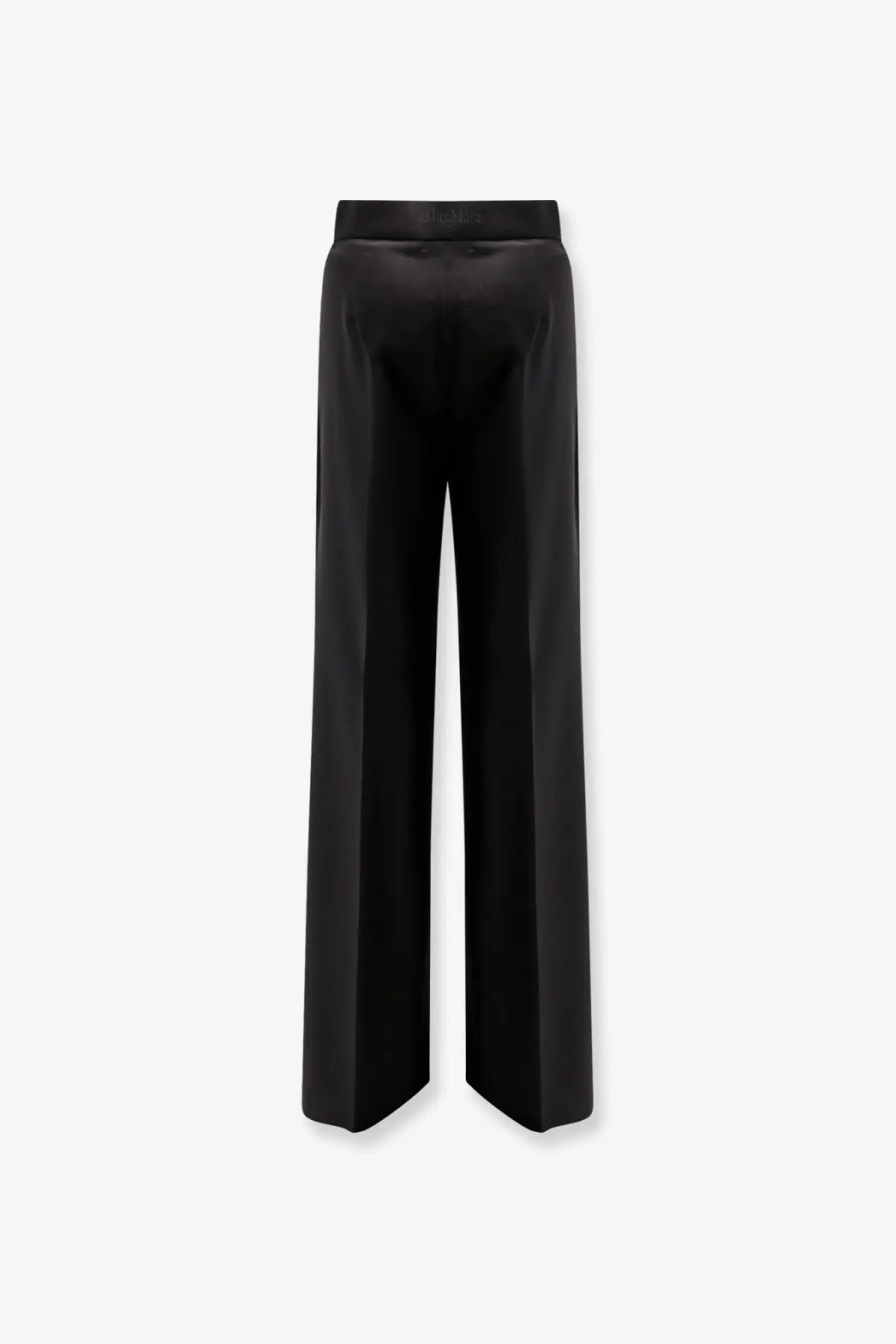Black satin wide-leg high-waisted trousers in virgin wool by Max Mara for women