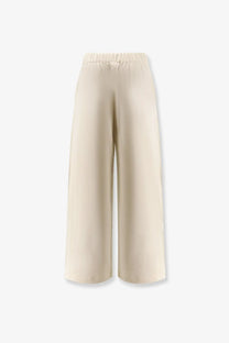 Max mara women’s filovia jogger cream-colored wide-leg trousers with elastic waistband made of silk and cotton