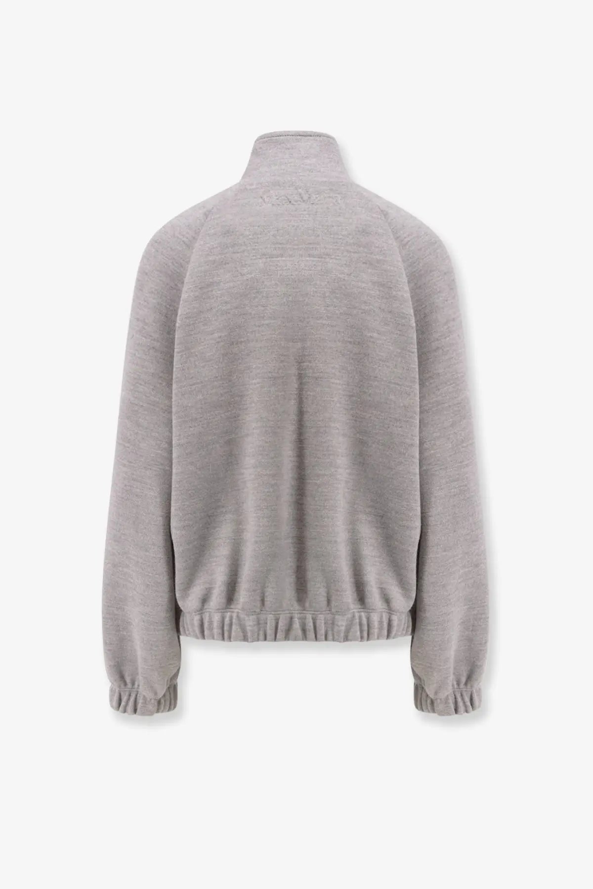 Max mara women’s frine double wool cotton sweatshirt grey with gray textured knit and ribbed cuffs and hem