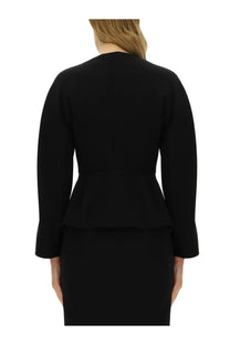 Max Mara women’s Frond jacket black peplum jacket with long sleeves and tailored fit in sleek fabric