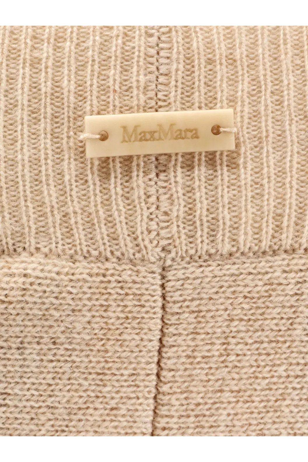 Beige ribbed knit Max Mara sweater made of wool and cashmere for women with visible brand tag