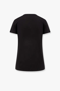 Max Mara women’s Giovane black cotton t-shirt with short sleeves and simple crew neck design