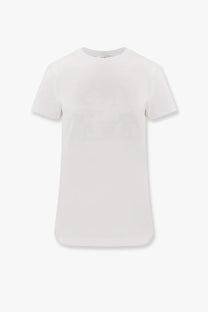 Max Mara women’s Giovane white cotton t-shirt with a minimalist design and subtle textured pattern across the chest