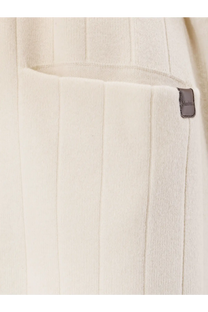 Max Mara women’s giusto cashmere cardigan white cream-colored ribbed knit sweater with subtle vertical texture and gray tag