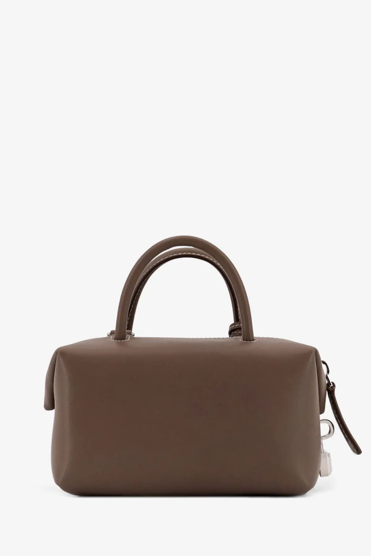 Max mara women’s leather holdalls handbag in brown with rounded top handles and zipper closure
