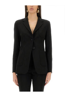 Black tailored blazer with notched lapels and two front buttons from max mara womens jacket anagni black