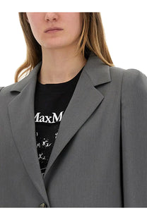 Max mara women’s jacket hebrides grey with structured shoulders and tailored fit in gray wool blend material