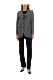 Max mara women’s jacket hebrides grey tailored gray blazer with notched lapels and two front buttons