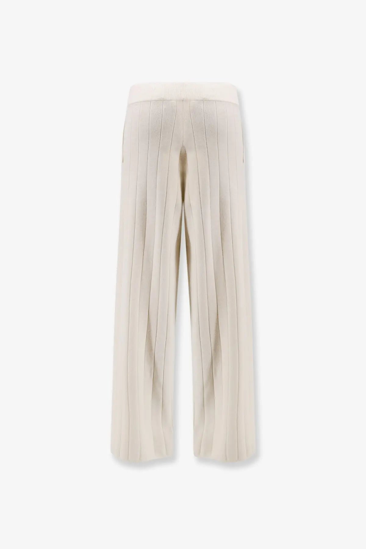Cream-colored pleated wide-leg max mara jardin cashmere trousers with smooth flowing fabric and subtle vertical seams