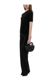 Black leather mini handbag with structured shape and top handles from Max Mara women’s jersey jeric black collection