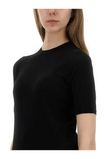 Max mara women’s jersey jeric black short-sleeved top with smooth, form-fitting fabric and simple crew neckline