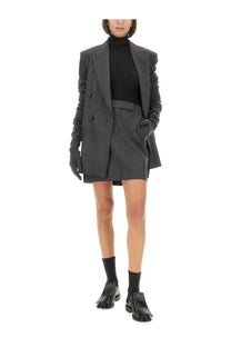 Dark gray double-breasted max mara women’s latin blazer with structured shoulders and long sleeves