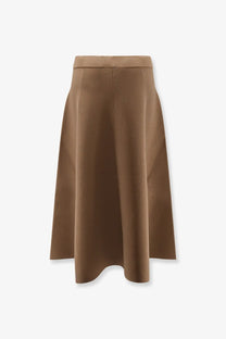 Max mara women’s lazio camel a-line skirt made of smooth viscose blend with minimalist structured design