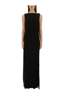 Max Mara women’s long black sleeveless dress with a simple elegant design perfect for formal occasions