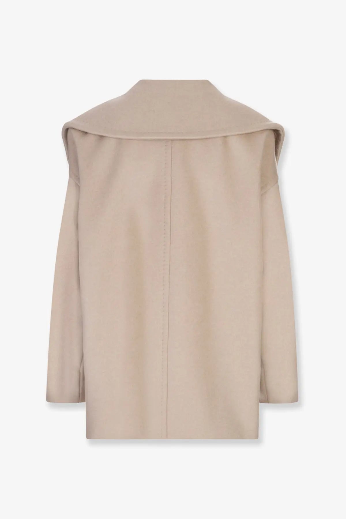 Max Mara women’s Mario double breasted beige cashmere coat with oversized wide collar and long sleeves