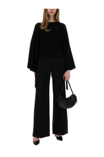 Max mara women’s black leather crescent-shaped handbag with tassel details from the mesh fraias collection
