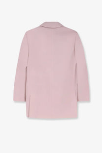 A soft blush pink max mara blazer with a sleek minimalist design made of mohair and silk blend fabric