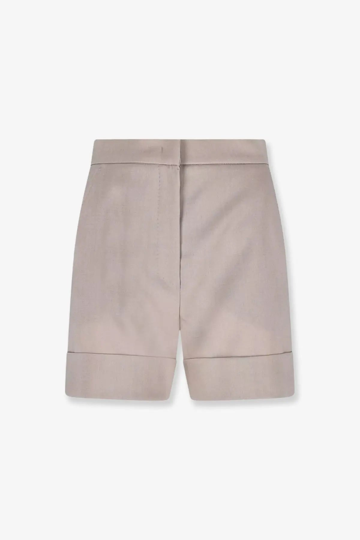 Max Mara women’s beige mohair and wool blend high-waisted tailored Bermuda shorts with rolled cuffs