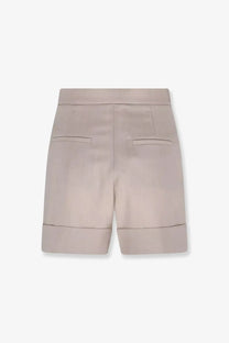 Beige max mara women’s tailored bermuda shorts with high waist two back pockets rolled cuffs mohair and wool blend