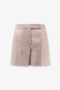 Max mara women’s mxaerosi silk shorts in beige with high waist, tailored design, and subtle pleats