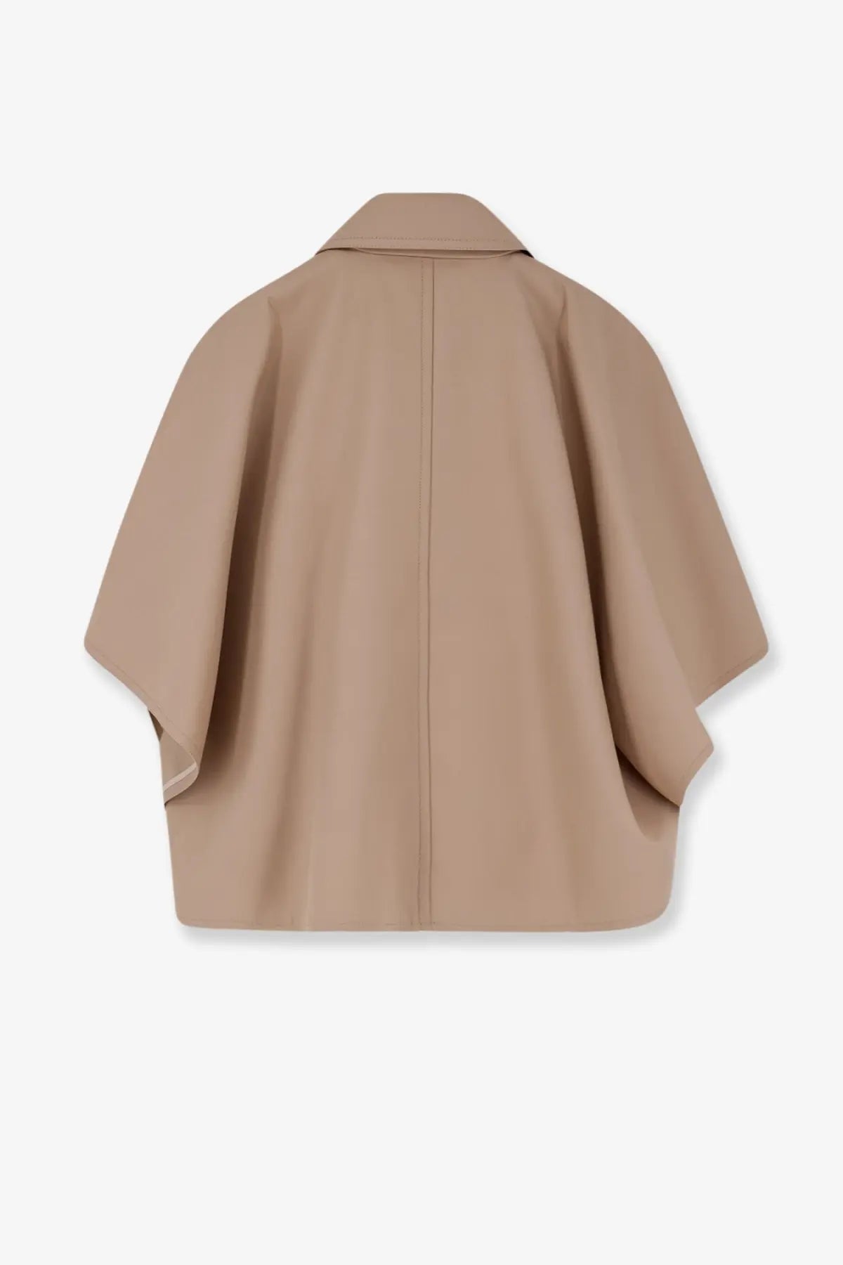 Max Mara women’s mxapaggio beige cotton cape with structured collar and wide flowing sleeves