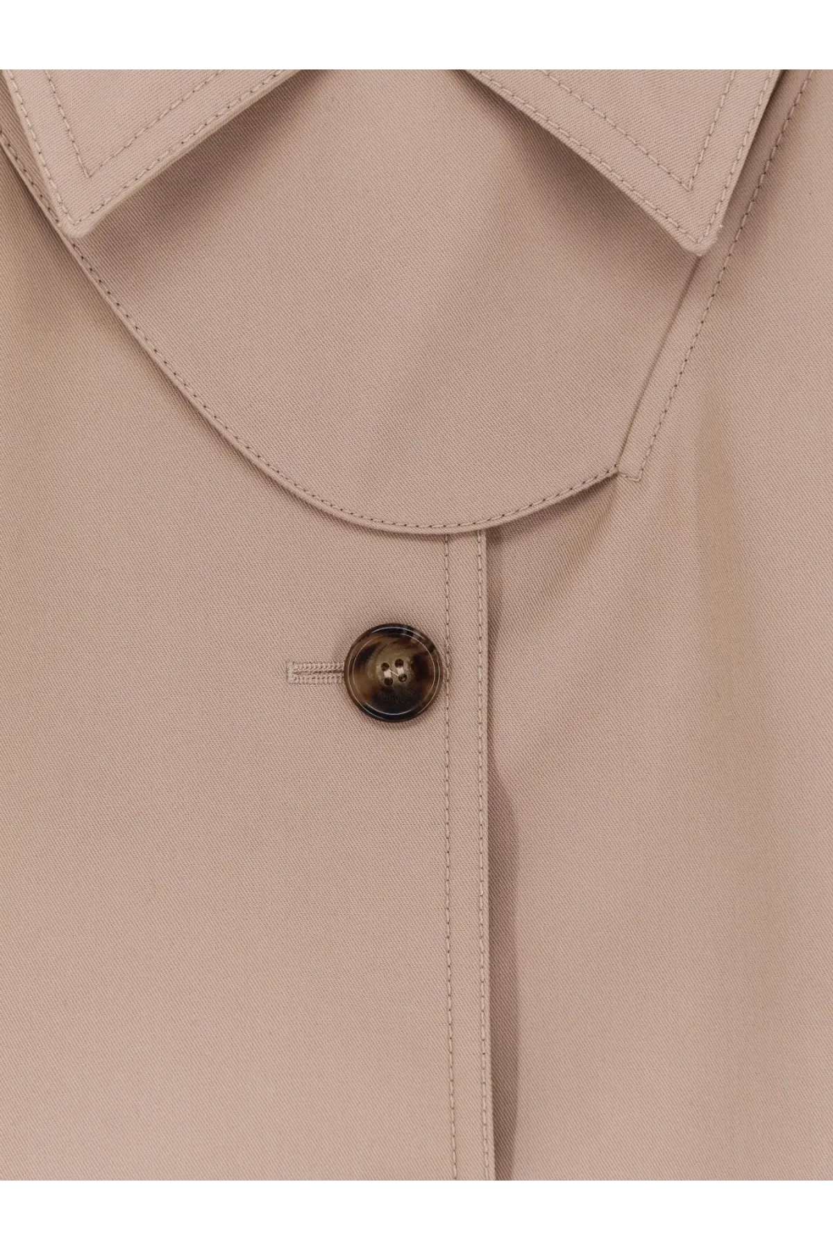 Max mara women’s mxapaggio cotton cape in beige with brown button and neat stitching visible on the front side