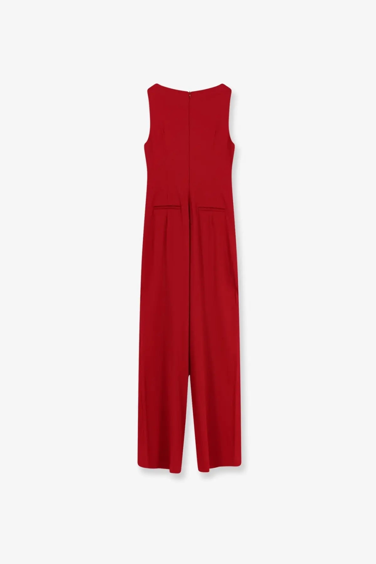 Max mara womens mxebello sleeveless red viscose jumpsuit with straight back and two front pockets