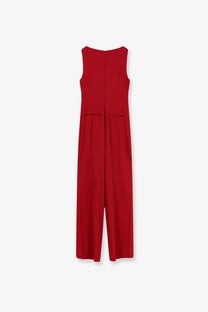 Max mara womens mxebello sleeveless red viscose jumpsuit with straight back and two front pockets