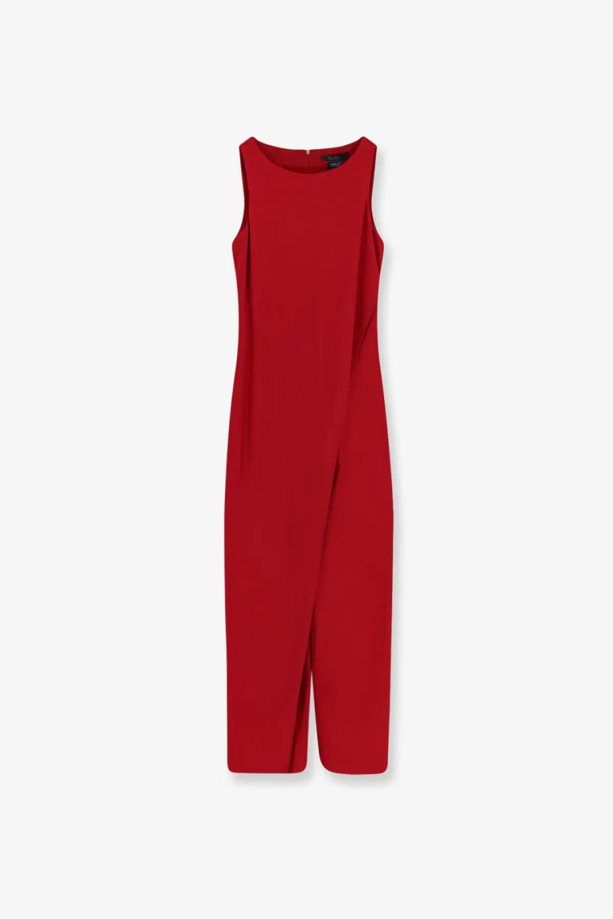 Max Mara women’s mxebello sleeveless red viscose jumpsuit with flattering fit and subtle side slit