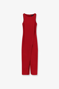 Max Mara women’s mxebello sleeveless red viscose jumpsuit with flattering fit and subtle side slit