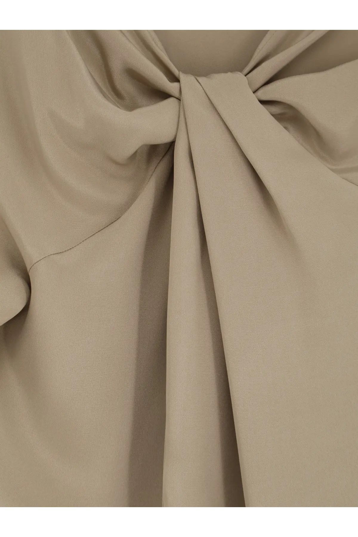 Max mara women’s mxegattini silk top in beige satin fabric with a gathered draped knot detail