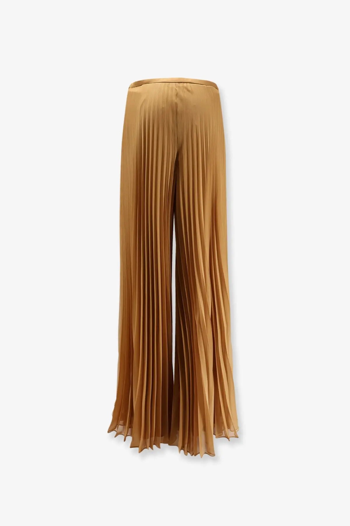 Tan pleated wide-leg trousers from Max Mara made of lightweight flowing fabric in beige for elegant wear