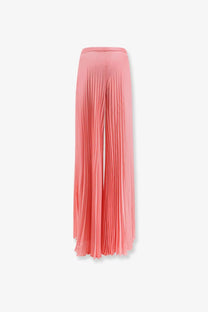 A pair of Max Mara women’s mxegrembo pleated wide-leg trousers in soft coral pink made from flowing fabric