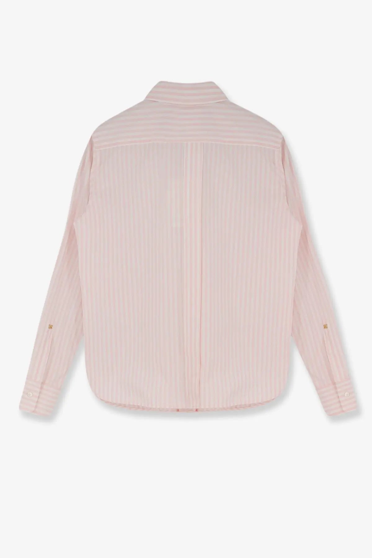 Max Mara women’s mxmaccenni soft pink striped cotton button-up shirt with subtle vertical stripes and relaxed fit