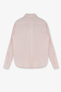 Max Mara women’s mxmaccenni soft pink striped cotton button-up shirt with subtle vertical stripes and relaxed fit