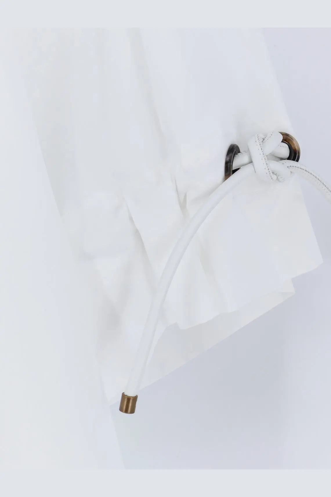 White ruffled cotton drawstring pants with gold metal rings and matching fabric cord by max mara women