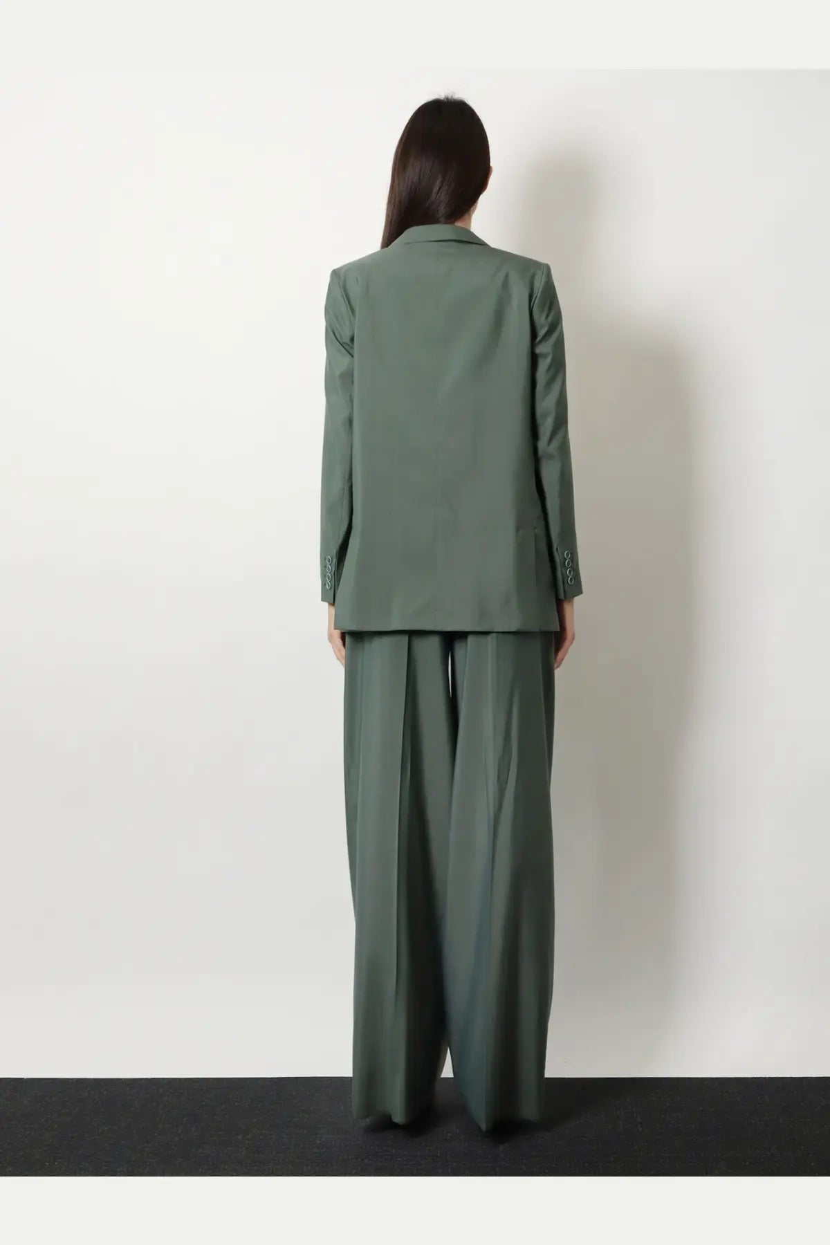 Olive green tailored max mara women’s mxmalbata blazer with subtle button detailing on wool and silk cuffs