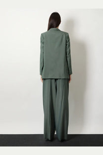 Olive green tailored max mara women’s mxmalbata blazer with subtle button detailing on wool and silk cuffs