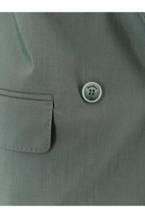 Maxmara women’s green virgin wool and silk blazer featuring a sleek silver-toned button with four holes and minimalist design